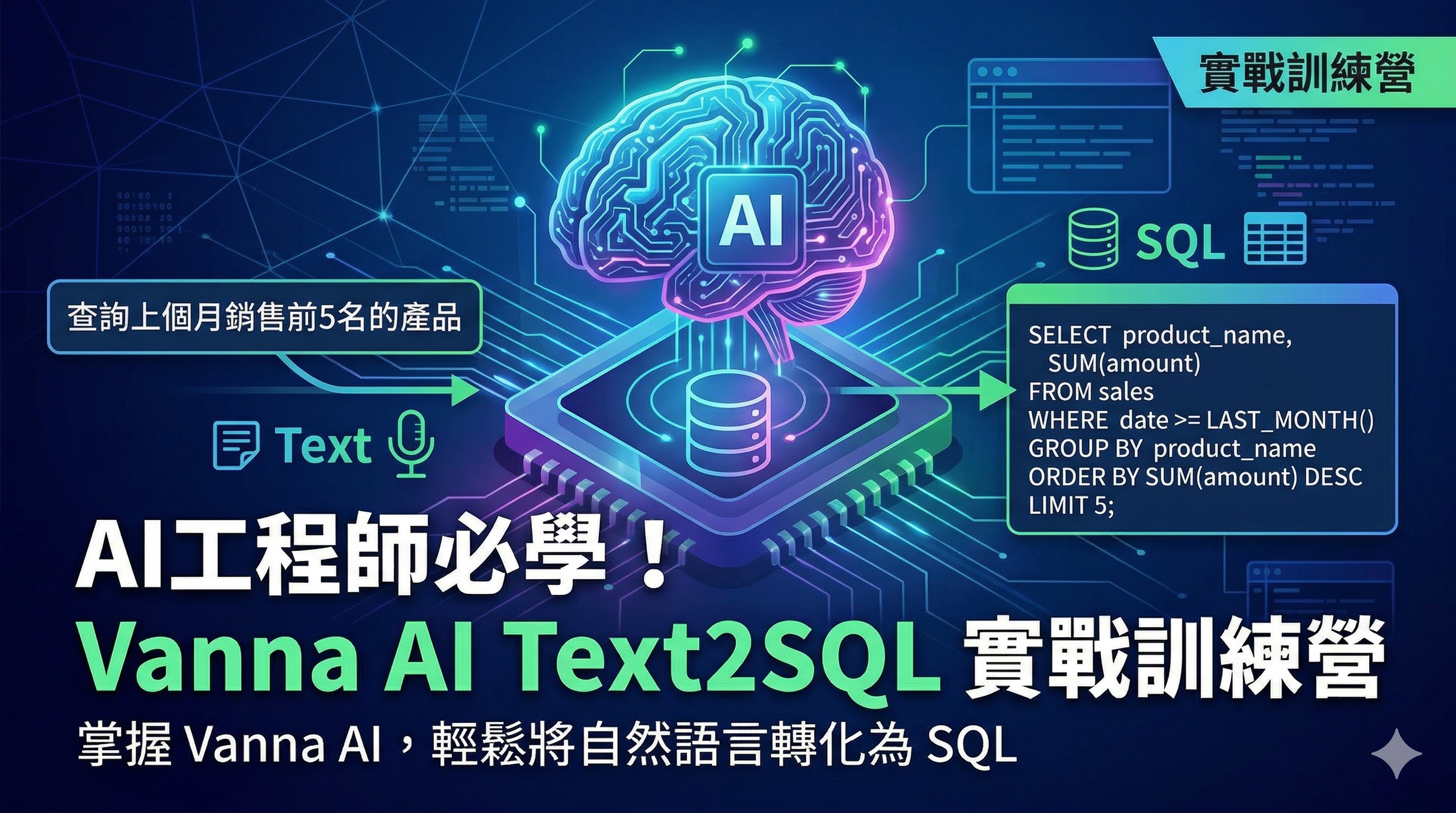 AI工程師必學！Vanna AI Text2SQL 實戰：自然語言查詢資料庫
